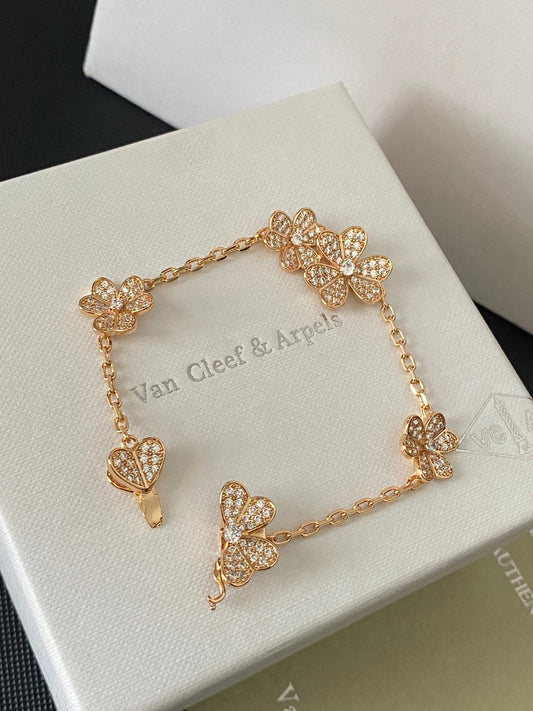 2 Colors Five-Flower Diamond Bracelet