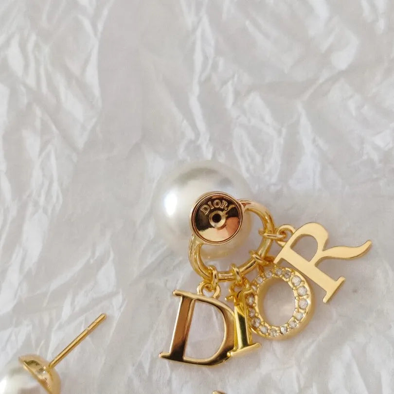 Classic Letter Pearl Earrings
