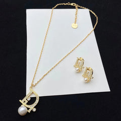 Pearl Earrings and Necklace Set