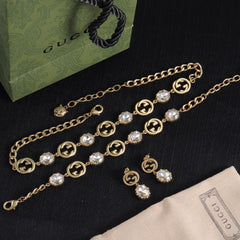 Vintage White Crystal Jewelry Set