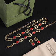 Vintage Red Crystal Jewelry Set