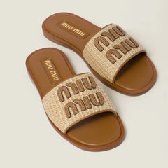Raffia Textured Fabric Flats