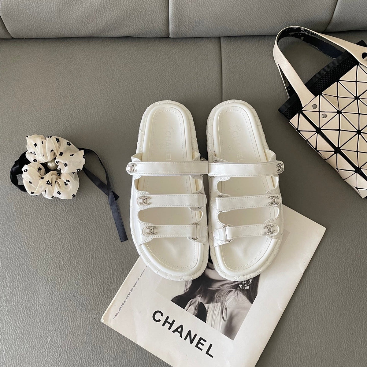 Diamond Buckle Platform Slippers
