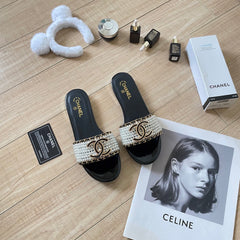 Elegant pearl slippers