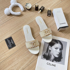 Elegant pearl slippers