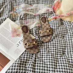 Printed Canvas Flat Slippers