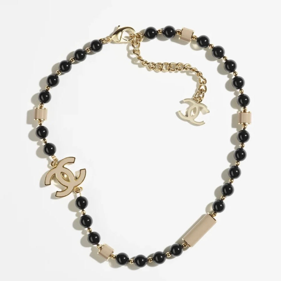 Vintage Black Bead Necklace
