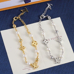 2-color pearl floral bracelet