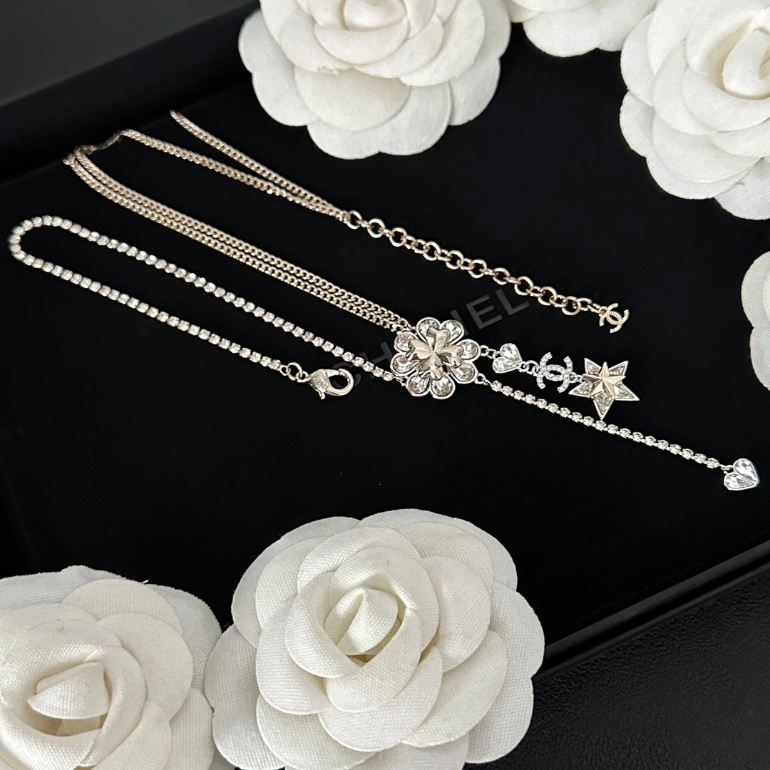 Four-Leaf Clover Star Crystal Necklace