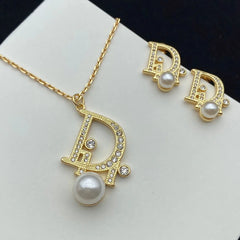 Pearl Earrings and Necklace Set