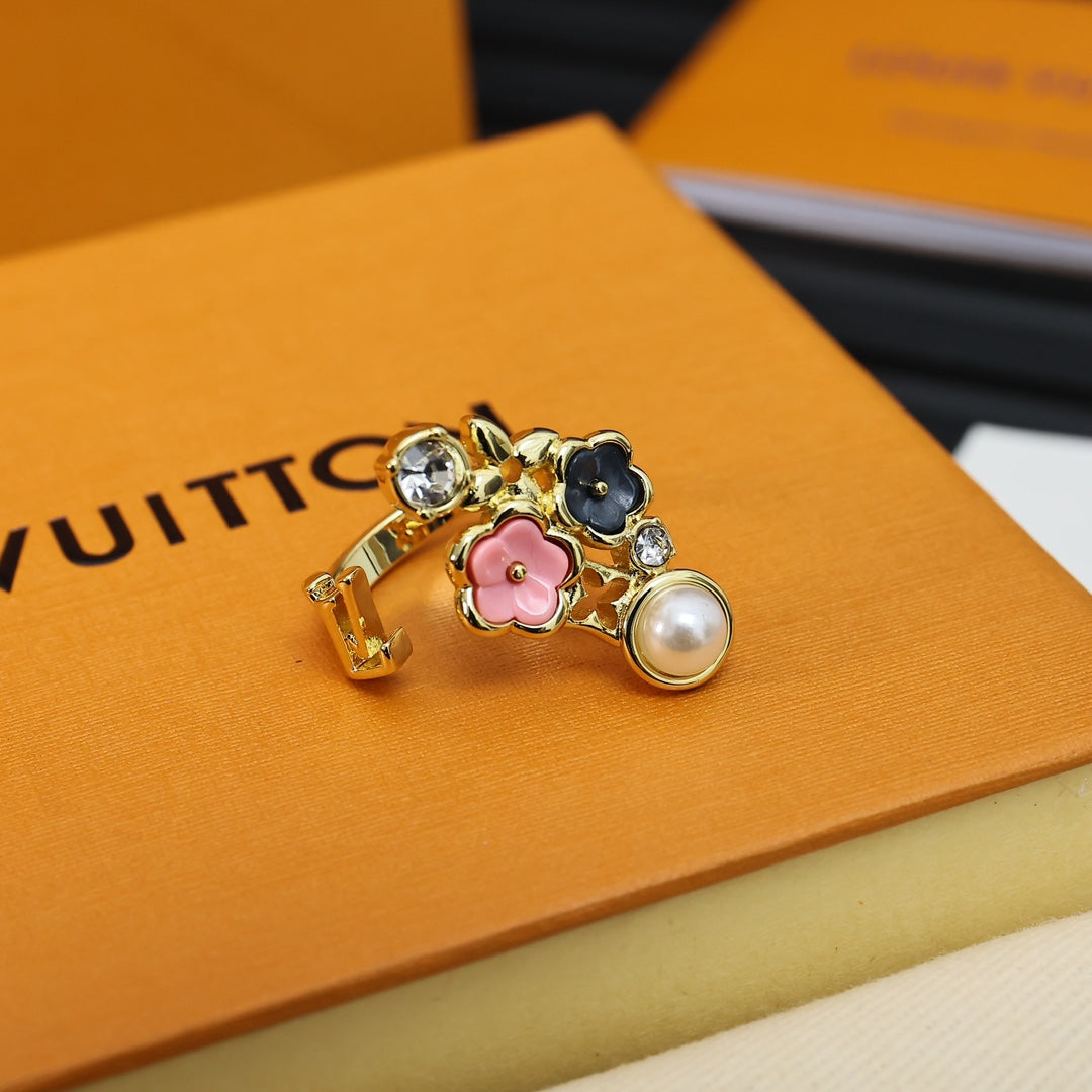 Colorful Floral Open Ring