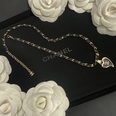 Heart-shaped Metal and Leather Necklace