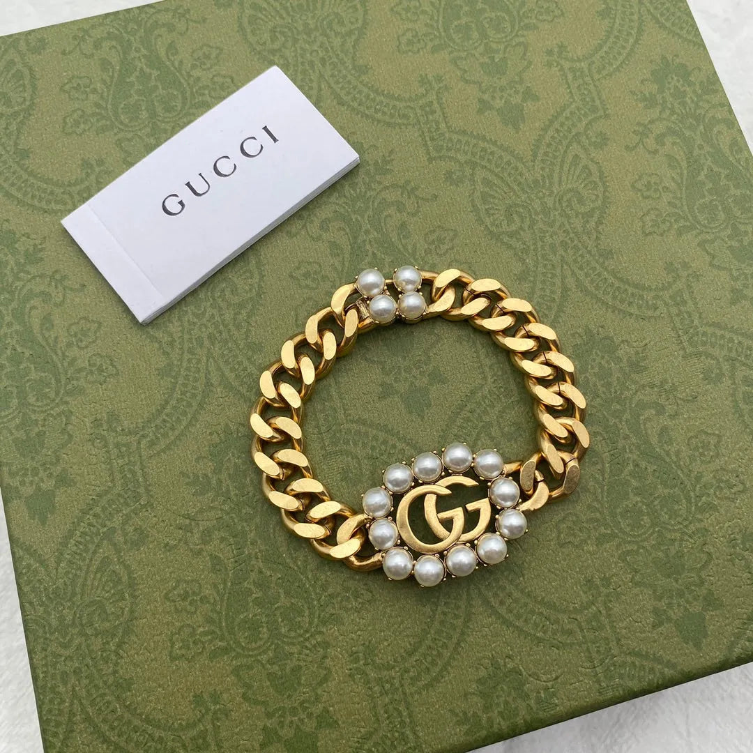 Pearl Letter Bracelet Necklace Set