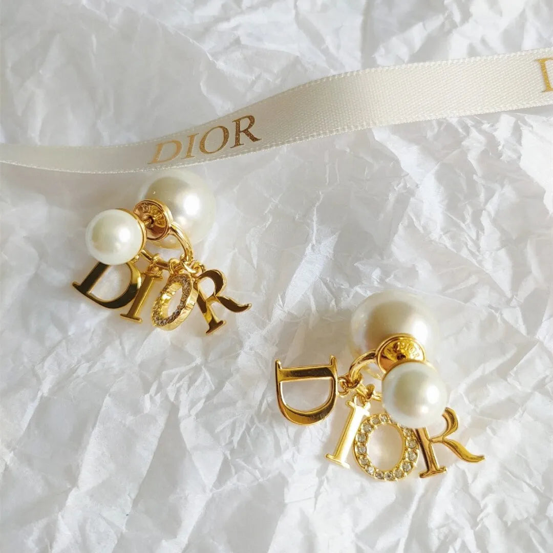 Classic Letter Pearl Earrings