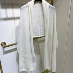 Elegant Camellia Pearl Cashmere Scarf