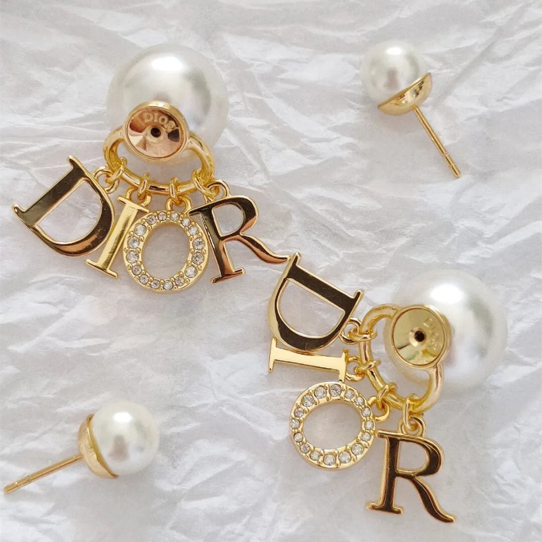 Classic Letter Pearl Earrings