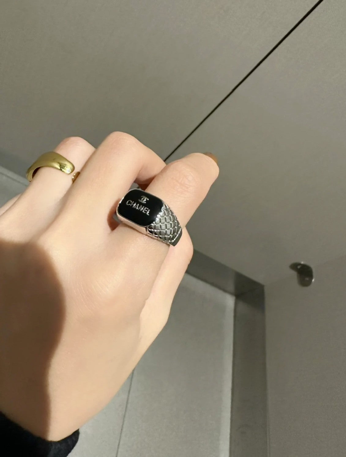 Temperamental Plaid Letter Ring