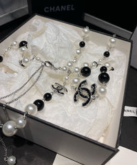 Enamel Double Pearl Necklace