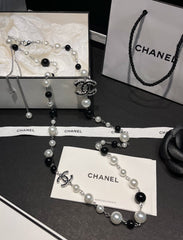 Enamel Double Pearl Necklace