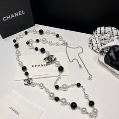 Enamel Double Pearl Necklace