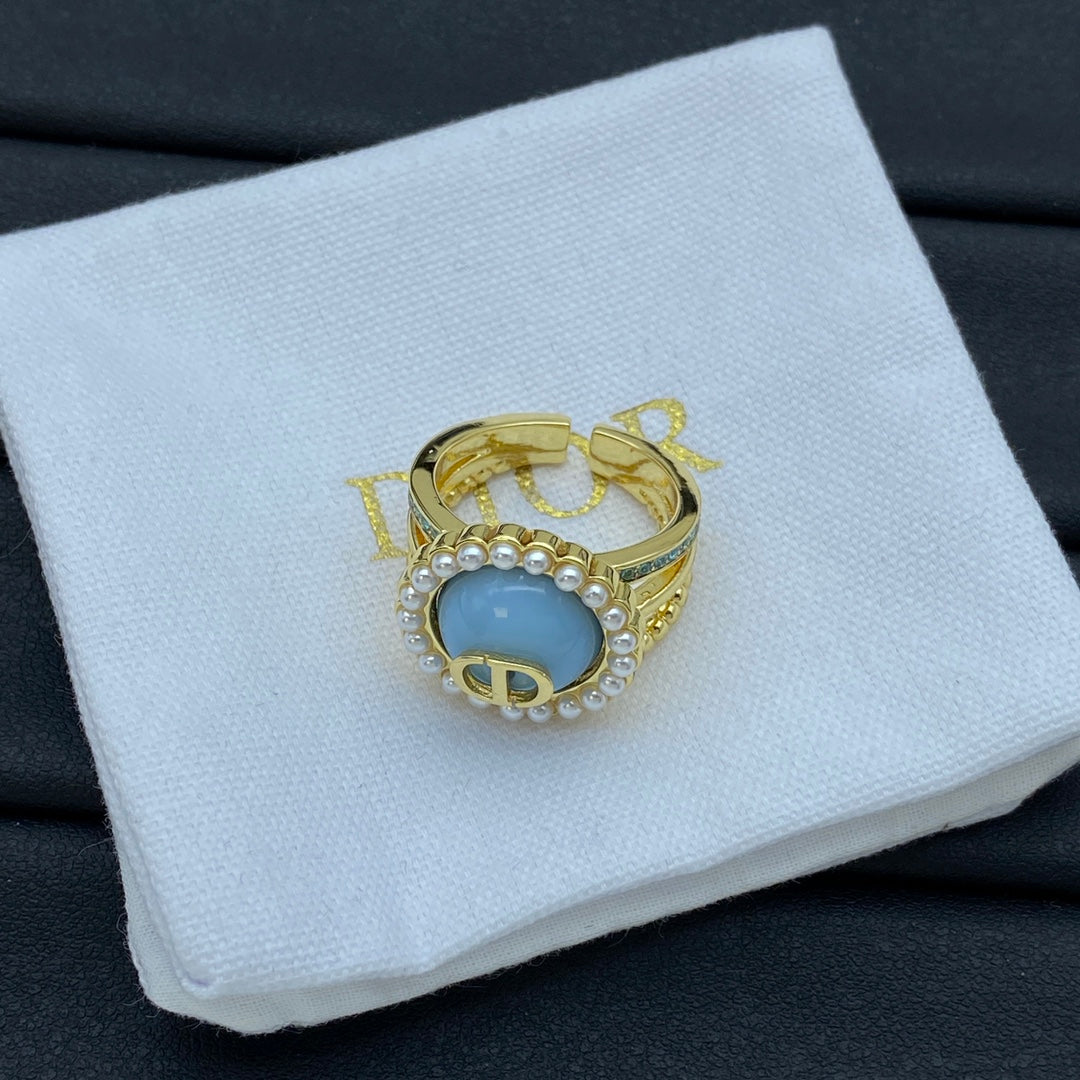 Monogram Pearl Open Ring