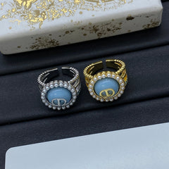 Monogram Pearl Open Ring