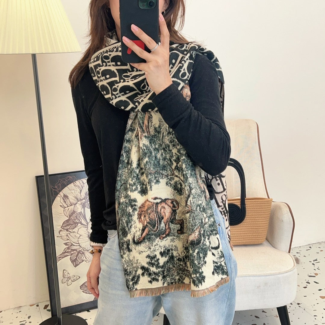 Animal Forest Cashmere Shawl-Scarf