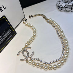 Elegant double pearl necklace