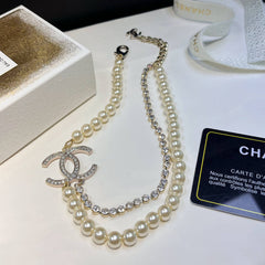 Elegant double pearl necklace