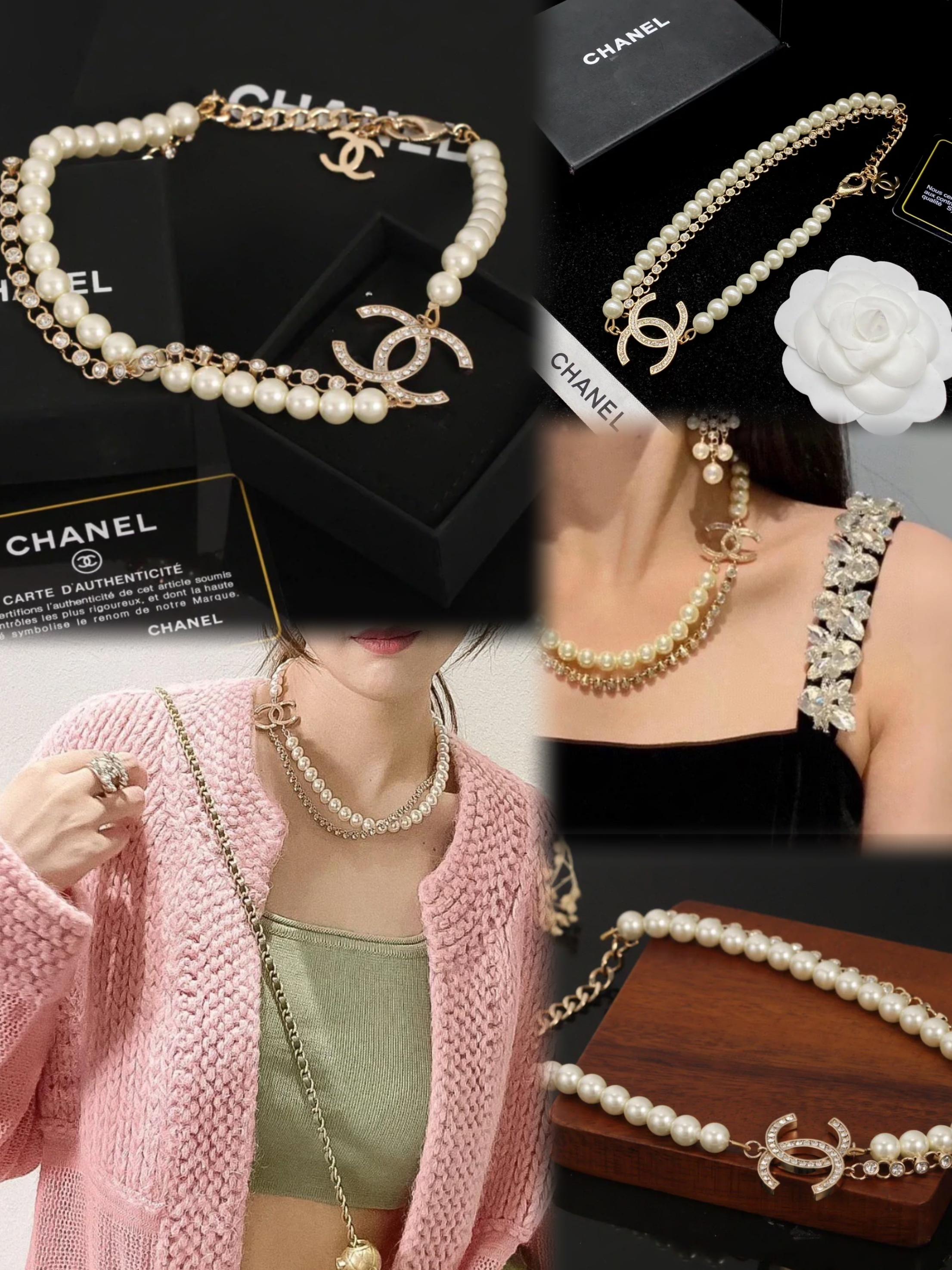 Elegant double pearl necklace