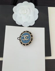 Denim Round Blue Brooch