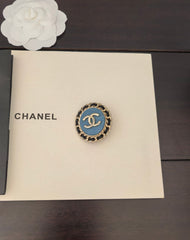 Denim Round Blue Brooch