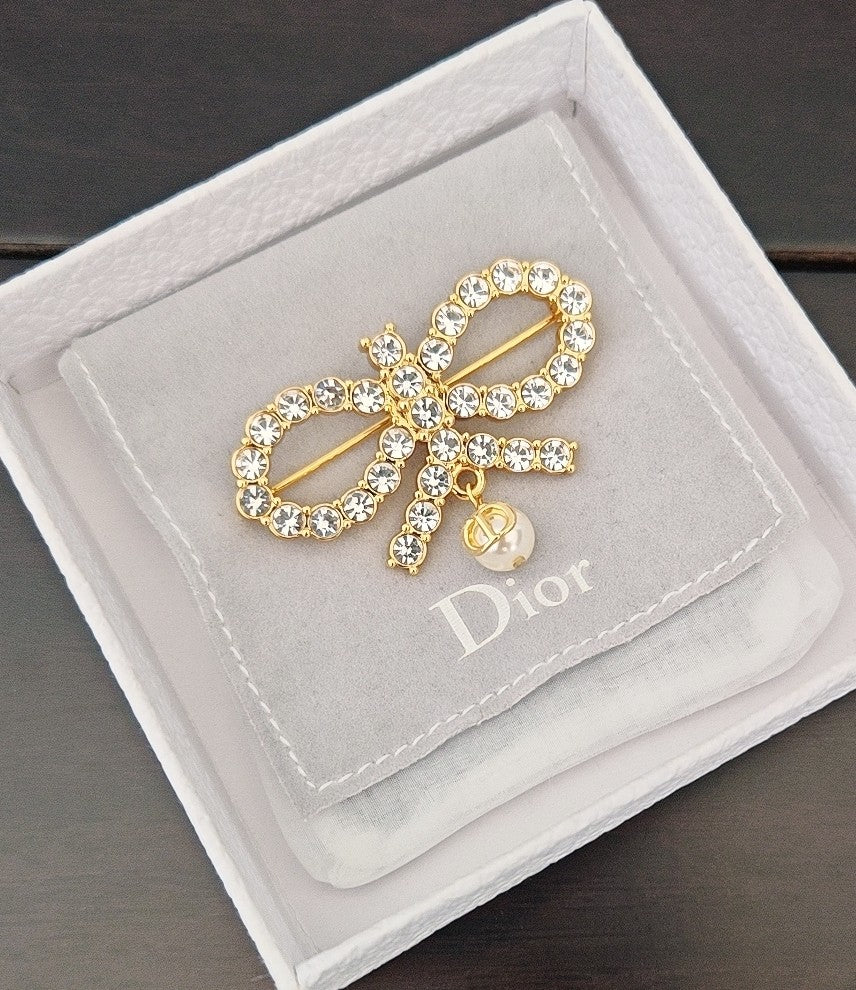 Full Diamond Bow Brooch