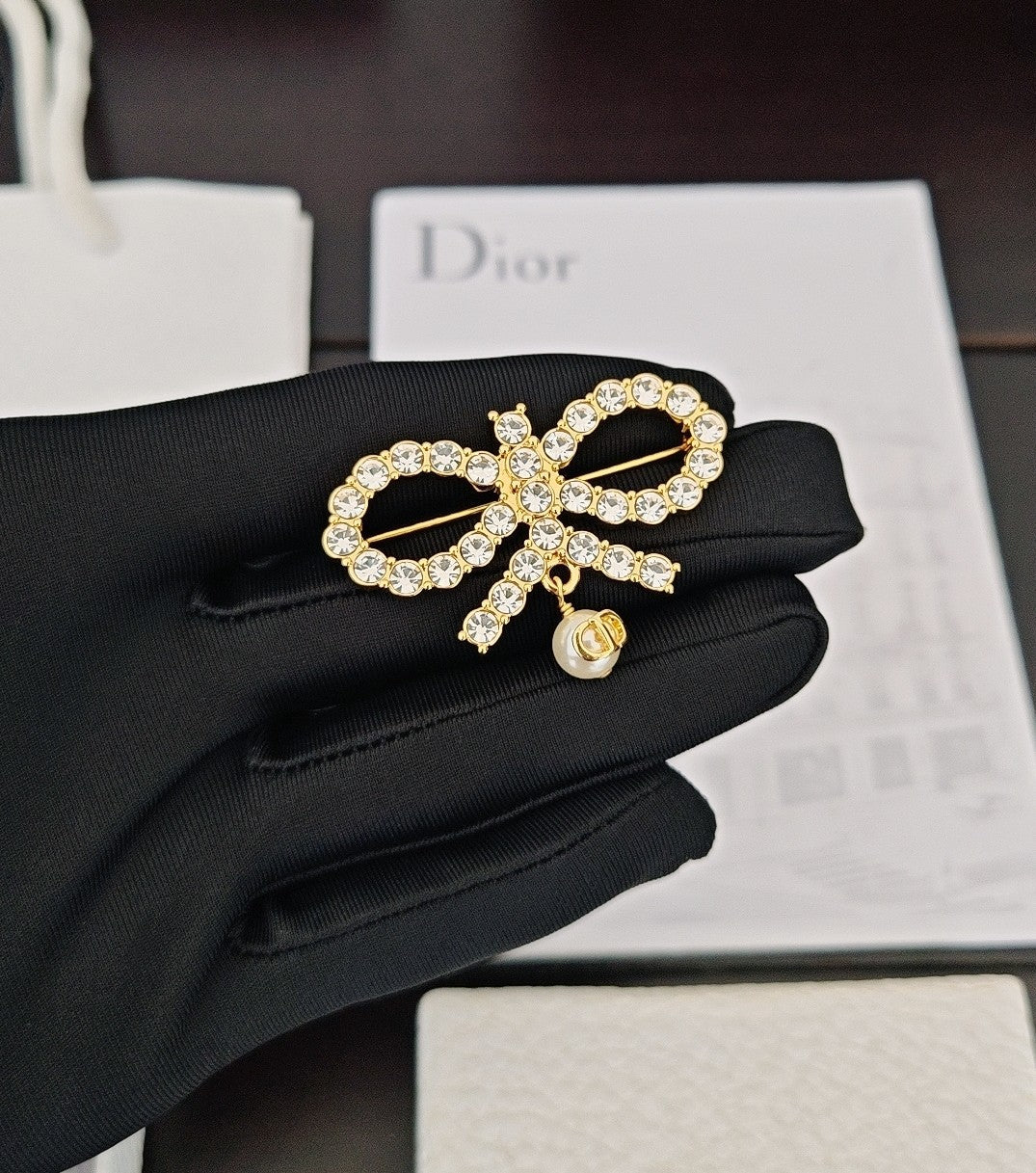 Full Diamond Bow Brooch