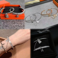 Key and lock double-row bracelet