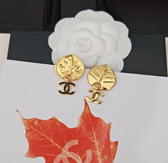Gold Leaf Letter Earrings