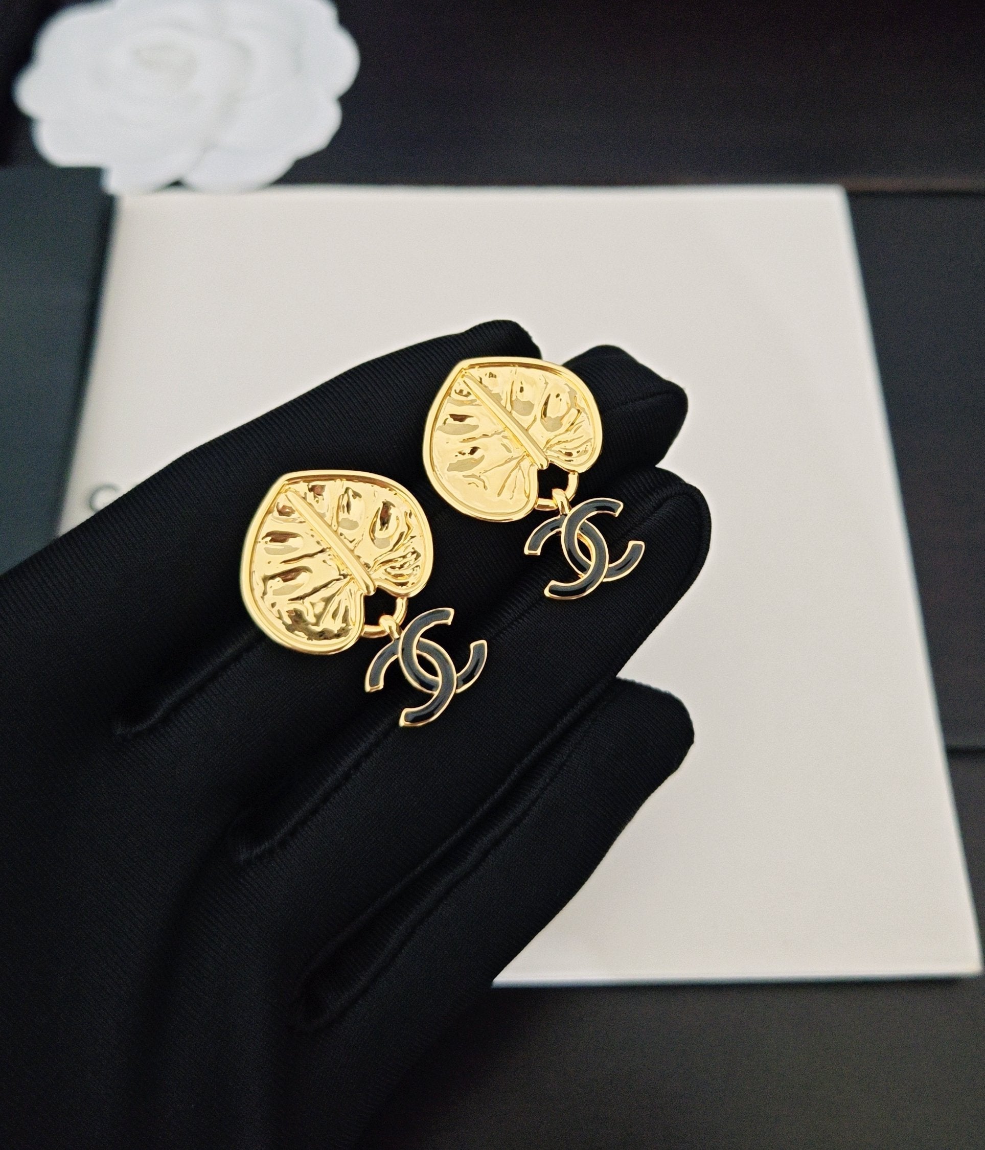 Gold Leaf Letter Earrings
