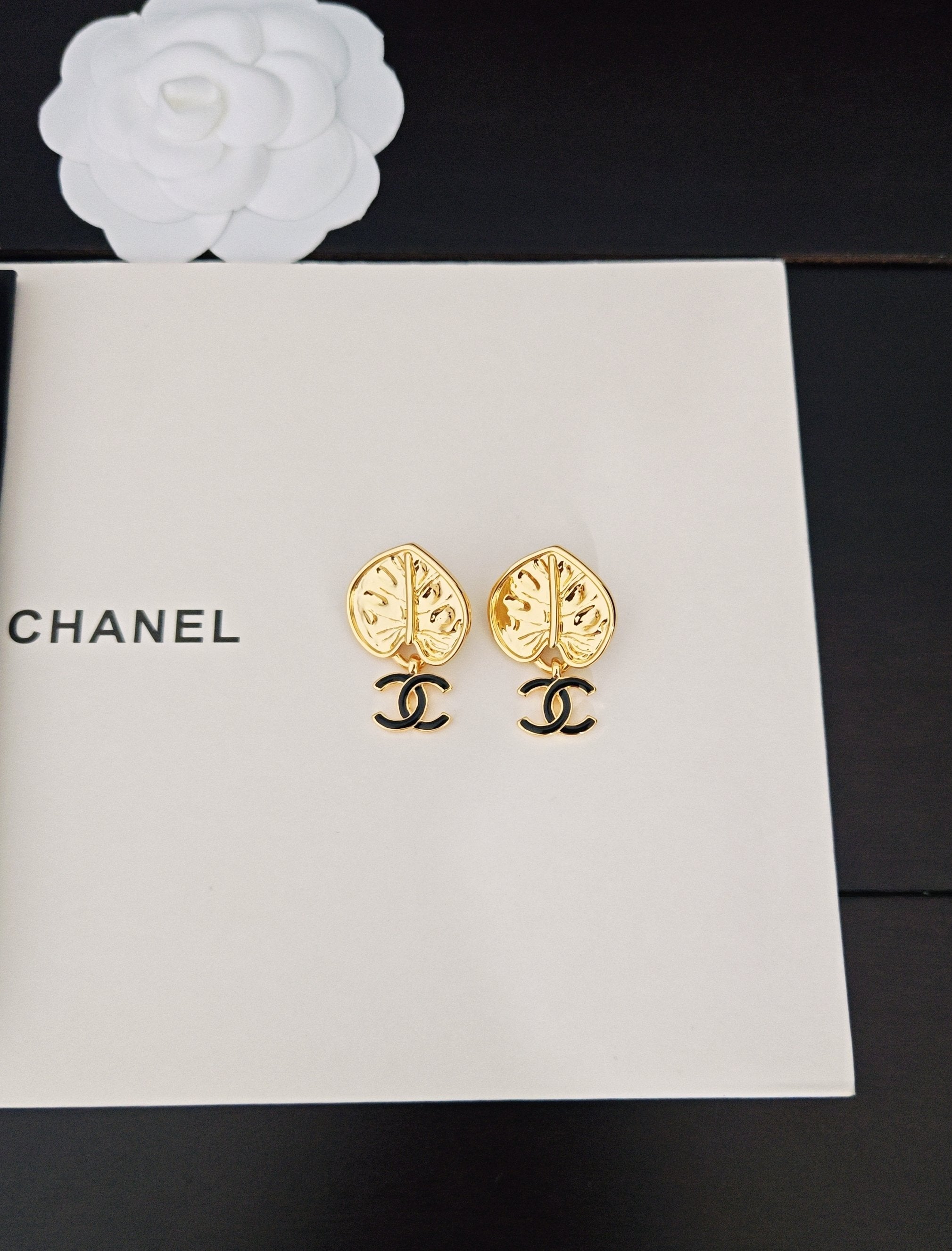 Gold Leaf Letter Earrings
