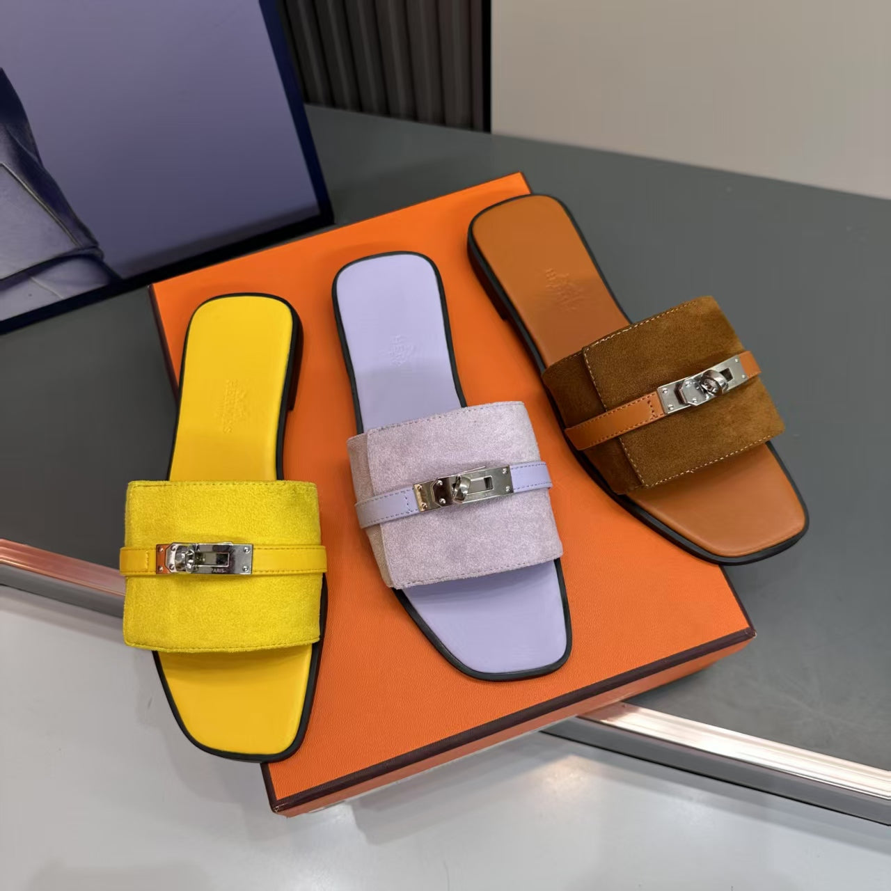 Suede Leather Flat Slippers