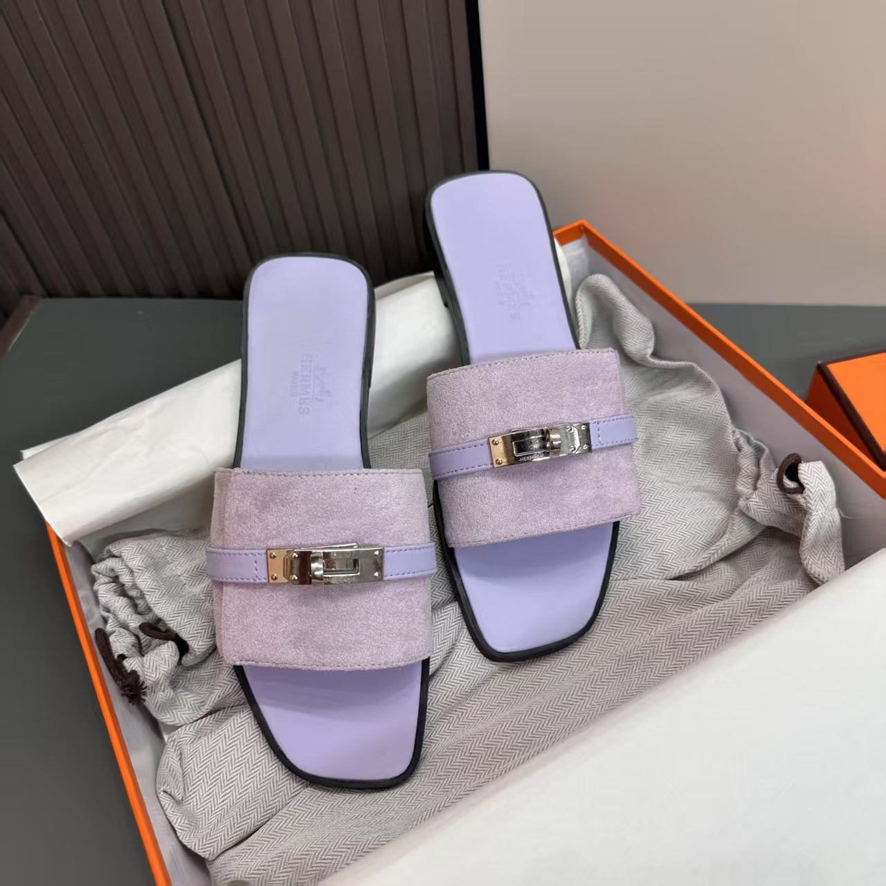 Suede Leather Flat Slippers