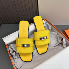 Suede Leather Flat Slippers