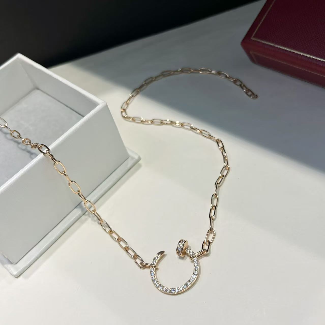 Classic diamond stud necklace