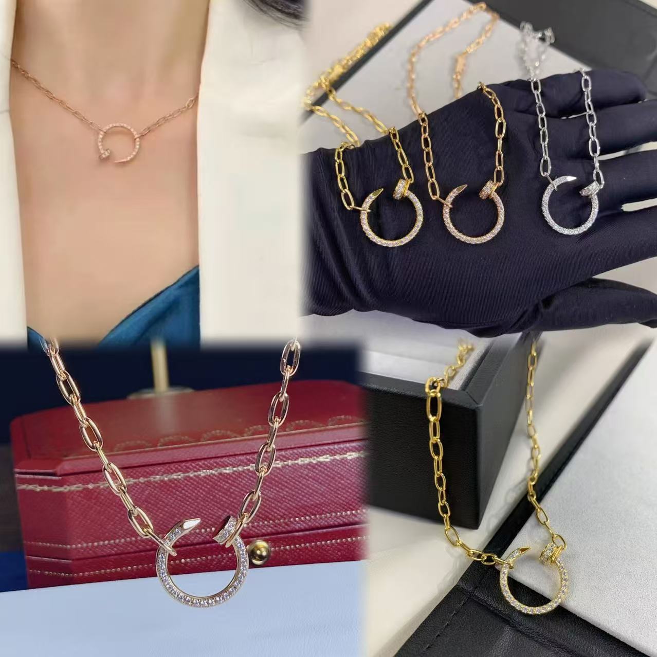 Classic diamond stud necklace
