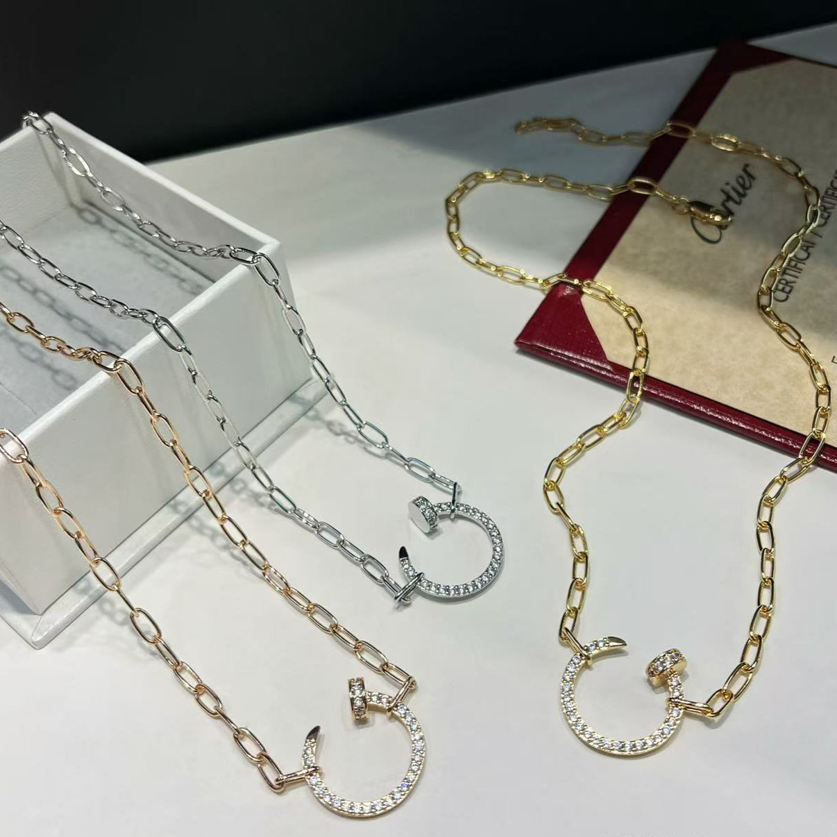 Classic diamond stud necklace