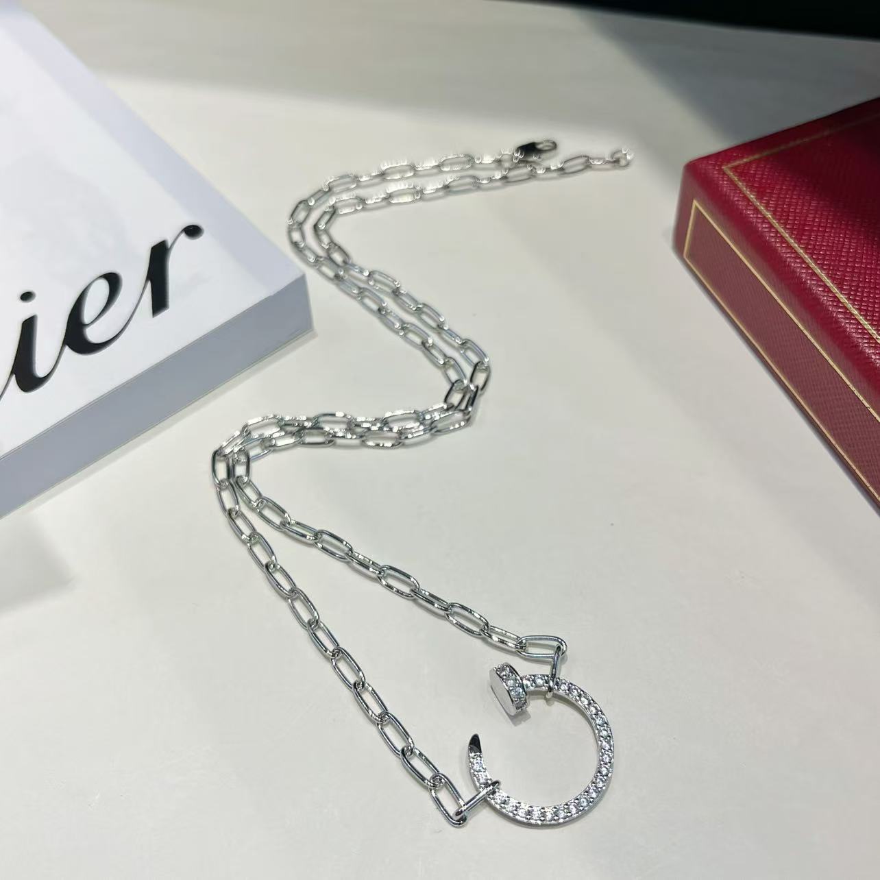 Classic diamond stud necklace