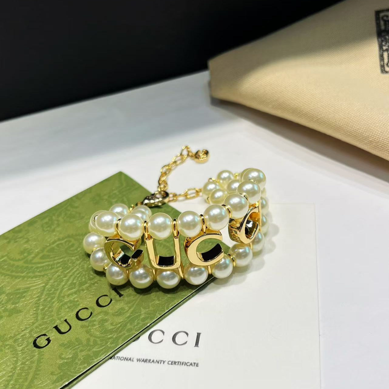 Fashion double-row pearl letter bracelet and necklace