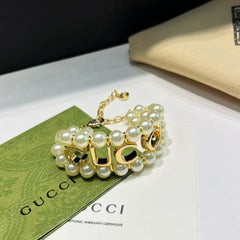 Fashion double-row pearl letter bracelet and necklace