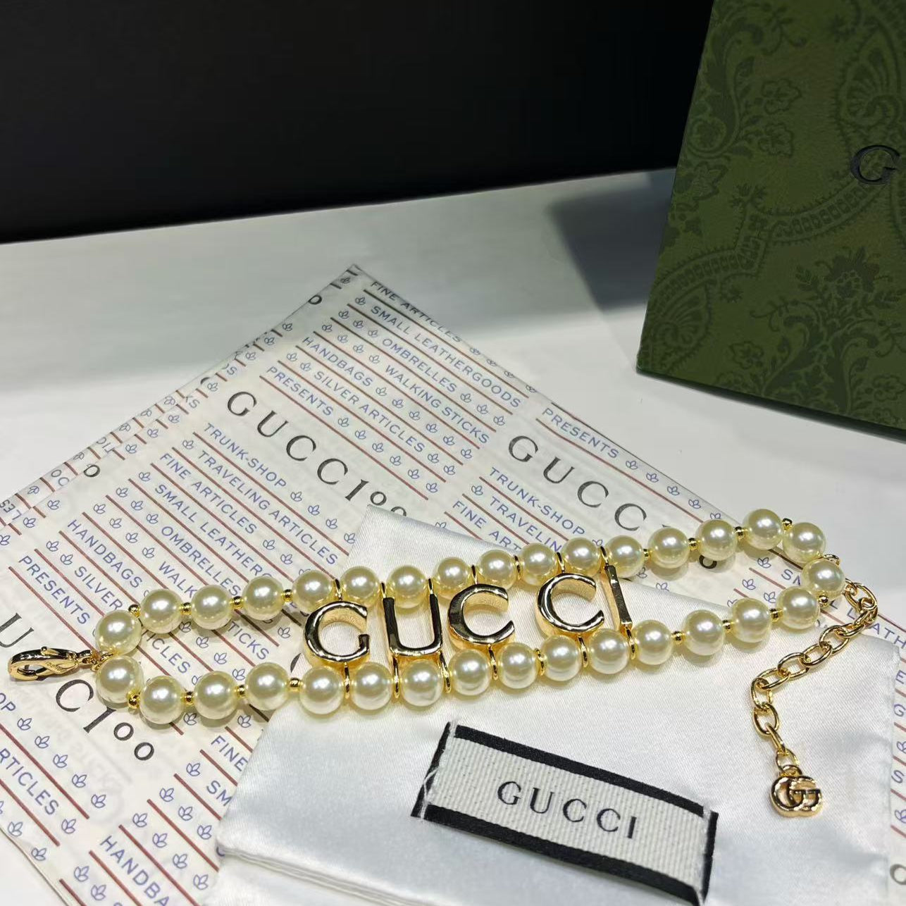 Fashion double-row pearl letter bracelet and necklace