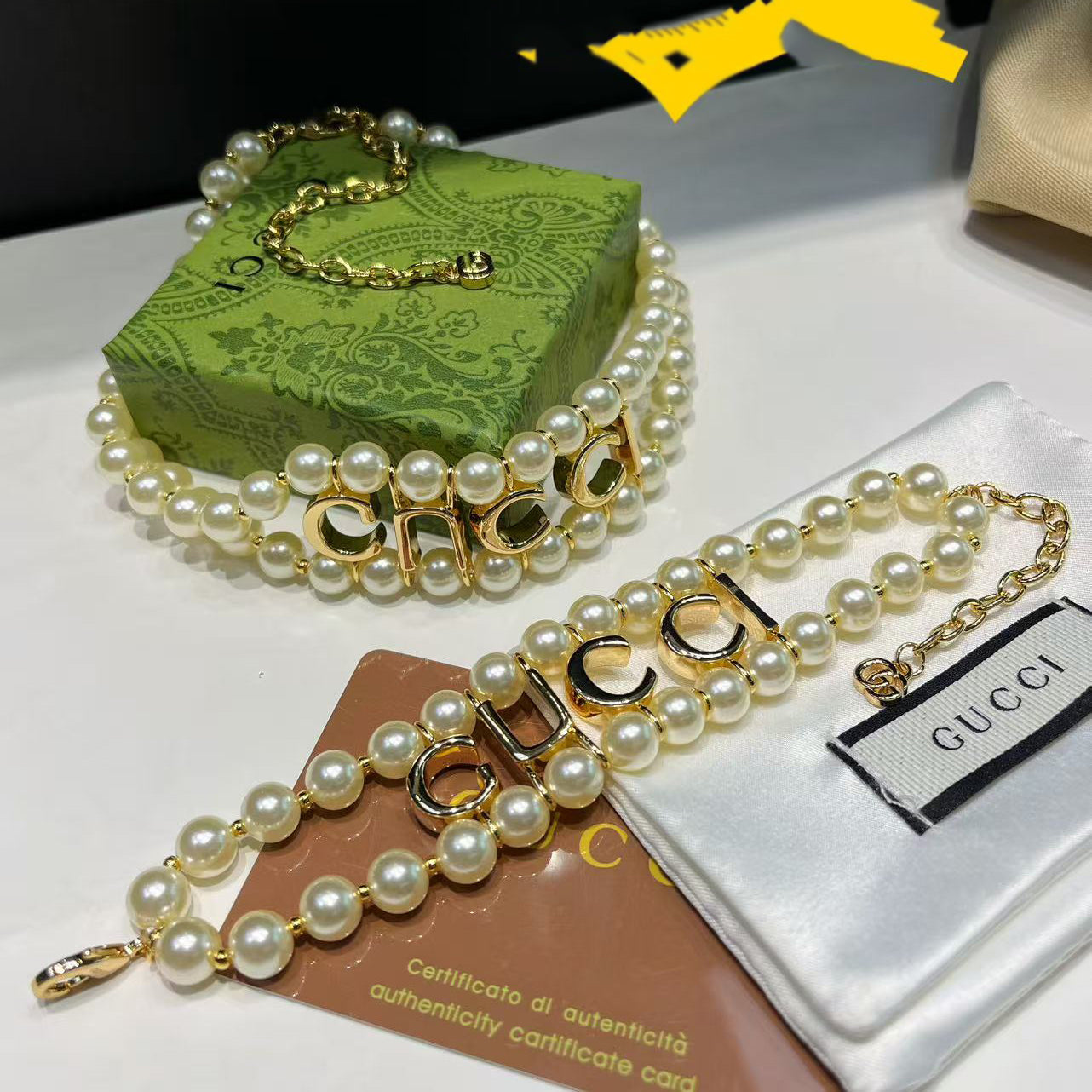 Fashion double-row pearl letter bracelet and necklace