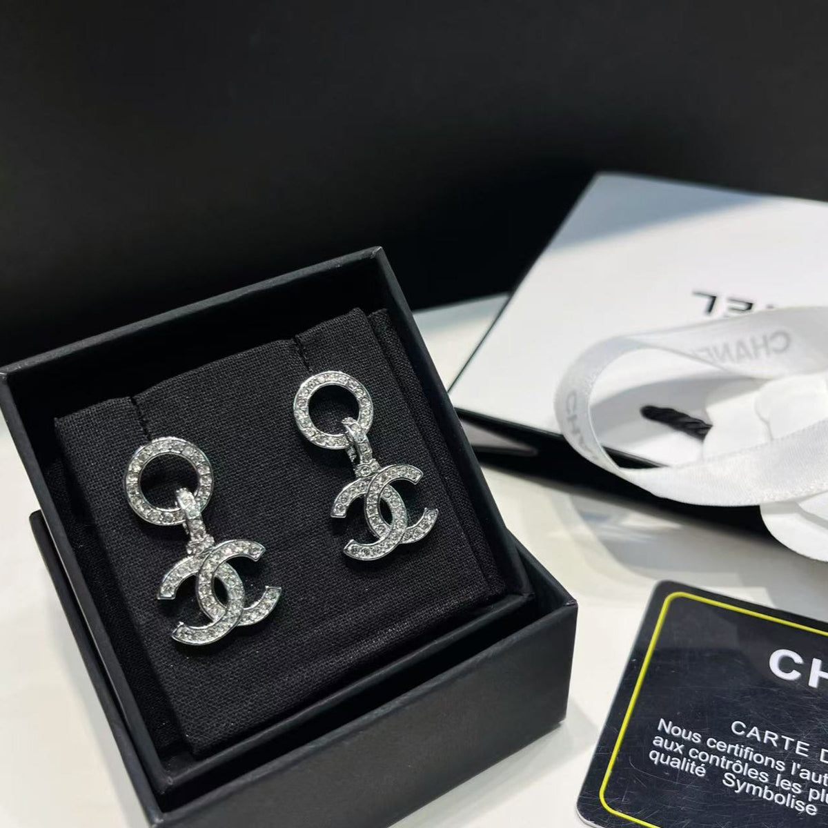 Diamond pendant earrings
